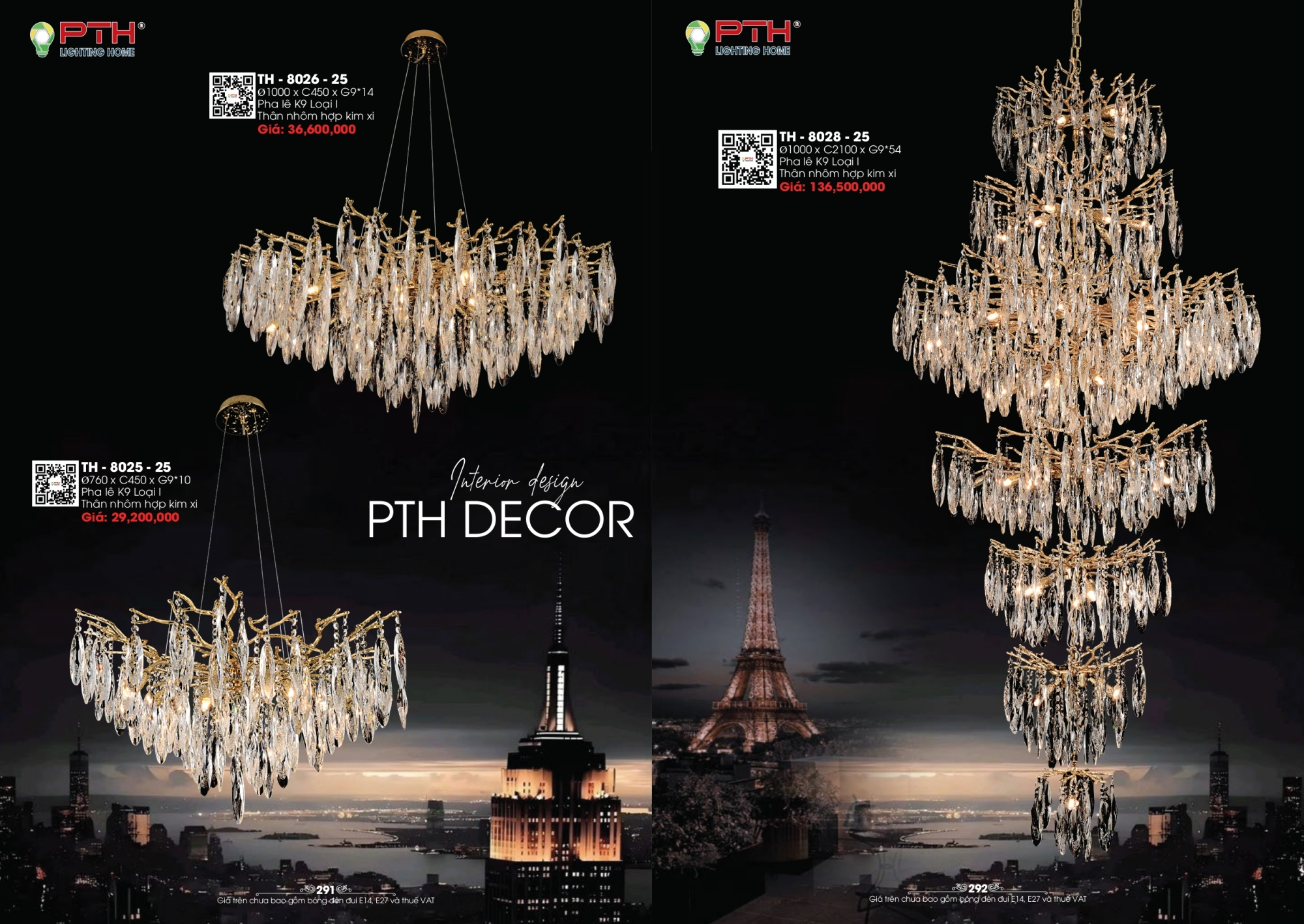 Bảng giá đèn trang trí PTH Lighting Home 2026